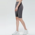 Pantaloncini da yoga grigi a vita alta con cuciture modellanti e tessuto elastico - S / Grigio