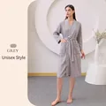 Unisex silver grey waffle robe with tie belt and large pockets for spa use - XL / Mrs. / Silver Gray