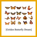 Assorted golden and orange laser butterfly stickers set for DIY scrapbooking decor - Golden Butterfly Dream