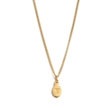 Gold oval pendant necklace featuring a minimalist engraved letter Y with a fine chain link - Necklace + Pendant Y