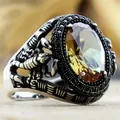 Vintage silver snake ring for men with brown gemstone and scorpion relief design - Adjustable Open / Brown Stone Scorpion Totem