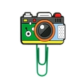 Cute camera shaped silicone bookmark paperclip with green metal clip for stationery - 4112-24 Retro Camera