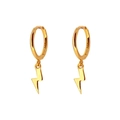Minimalist S925 sterling silver lightning bolt hoop earrings in polished gold finish - Gold Lightning
