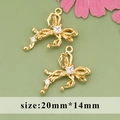 18k gold plated butterfly bow pendant with clear zircon inlay, size 20mm by 14mm - ME5609A - Gold Butterfly - 1pc