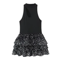 Elegant black sleeveless dress for girls with sequined tiered skirt and teardrop cutout - S / Black