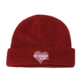 Bordado detallado de corazón y texto en gorro de punto color granate para el invierno - M (56-58cm) / Burdeos