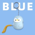 Light blue penguin personal alarm keychain with orange strap and silver metal ring - English Packaging / Penguin / Blue