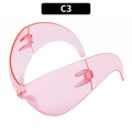 Futuristische Y2K-Umlauf-Sonnenbrille in transparentem Pink-Finish, Modell C3 - Transparentes Rosa