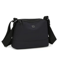 Mini black nylon crossbody bag for women with clover logo and adjustable shoulder strap - Black