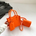 Chic 3-piece orange felt handbag set featuring a tote, crossbody bag, and small coin purse - Tote Crossbody Bag And Coin Purse / Orange
