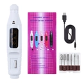 Set fresa per unghie elettrica bianca portatile con 6 punte in metallo e cavo USB - Aggiornato / Bianco
