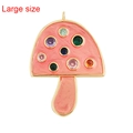 Large pink mushroom charm pendant with gold plating and multicolor gemstones inlay - L245104-Pink Mushroom Large Size
