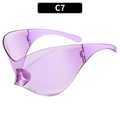 Futuristic Y2K purple translucent one-piece wrap-around sporty punk sunglasses - Purple