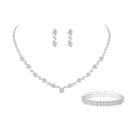 Macro detail of silver bridal jewelry set with sparkling rhinestones and zircon crystals - 6# Silver V-Shape Dense Style