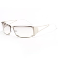 Retro Y2K hollow frame sunglasses with silver metal temples and light gray lenses - C06 Clear Light Grey