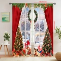 Christmas tree and reindeer print blackout curtains in thick polyester for festive decor - Style 24SD-1 / 130*160CM