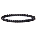 Minimalist 4mm matte black onyx beaded bracelet featuring smooth frosted round beads - Matte Stone