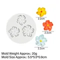 White silicone flower mold for cake decorating with three small petal cavities - 15-905 Petals / Gray