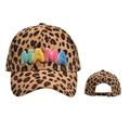 Adjustable leopard print corduroy baseball cap with MAMA colorful towel embroidery - Dark Leopard (Style 9)