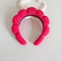 Padded rose red cloud sponge headband with non-slip tooth lining for high top styling - Rose Red With Non-Slip Strip