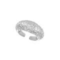 Anello aperto in argento sterling S925 con texture irregolare e finitura a specchio - Aperto Regolabile / Oro Bianco