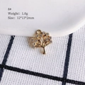 Macro detail of 12x13mm gold plated tree pendant with sparkling crystal rhinestone inlay - 8# (Life Tree)