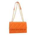 Chic orange quilted crossbody bag with diamond patterns and golden chain strap - Orange
