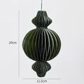 Dark green paper honeycomb Christmas ornament hanging decoration, 20cm height and 11.5cm width - 20CM Large Green Style D