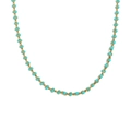 Chic 18K gold plated stainless steel necklace with small turquoise green oil drip beads - Gold Green
