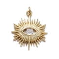 Colgante ojo turco dorado con diseño de rayos de sol y circón para collares - CX141-4 Ojo de Sol Simple