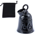 Glossy black stainless steel Route 66 guardian bell with a black velvet gift pouch - Black Set (Bell + Pouch)