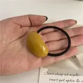 Minimalist ginger yellow resin hair tie with high elasticity black rubber band - Ginger Yellow