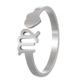Silver Virgo zodiac sign open ring with heart element and adjustable metal band - Adjustable Open / Virgo / Steel