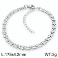 Silver stainless steel music note chain link bracelet with lobster clasp, 175mm length - Silver Rectangular Openwork Chain (KB189680-Z)