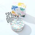 Detailed view of 80g tin candle with abstract pattern and matching gift box packaging - Forest Morning Dew