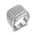 Herren Hip Hop Ring in Silber-Optik mit rechteckigen Zirkonia Steinen in Pavé-Fassung - US 7 / Silber