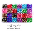 24-grid DIY bead set with 8mm glass jelly beads and colorful crackle beads in a storage box - 4/6/8mm Crackle Beads / 24 Grids/Mixed Sizes/8 Colors