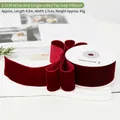 Deep wine red 2.5cm single-sided flocked velvet ribbon for elegant Christmas gift wrapping - 2.5cm Wide / 4.5m Long