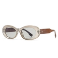 Gafas de sol ovales retro con montura champán, patillas ámbar y remaches de metal - C9 Gris/Gris Claro