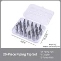 29-piece stainless steel piping tips set including nozzles, couplers, and flower nails - 29-Piece Boxed Set / Storage Box Set