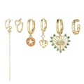 Gold star and moon zircon earring set with devil eye heart charms and pearls - Evil Eye Heart Star 6-Piece Set