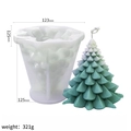 White silicone Christmas tree candle mold with finished green gradient candle - Large Spiral Leaf Tree / Milky White