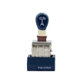 Navy blue vintage roller date stamp with Eiffel Tower design and French inscriptions - Deep Blue Handle Date Stamp