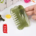 Translucent green resin Gua Sha comb for facial point massage and head relaxation - Head Scraping Comb / Green