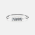 Minimalist S925 sterling silver ring featuring three round brilliant cut clear gemstones - US 6 / Silver Three Stone