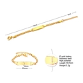 Golden stainless steel Figaro chain bracelet with engraved rectangle ID plate for women - Figaro Chain Bar (25x6mm) / Gold (BR-844G)