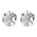 Modern silver liquid metal stud earrings with polished irregular circular design - Steel Color (1169)