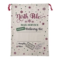 Christmas drawstring canvas gift bag with vintage North Pole Mail Service print - 49*68CM, HK-142 (Retro Postal Stamp)