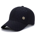 Dark blue plaid baseball cap for men featuring a textured finish and metal RZG emblem - Adjustable / Dark Blue (Diamond Badge)