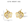 Dettagli dimensioni e materiali per orecchini geometrici placcati oro 18K con zirconi - Placcato Oro 18K Pietra Bianca